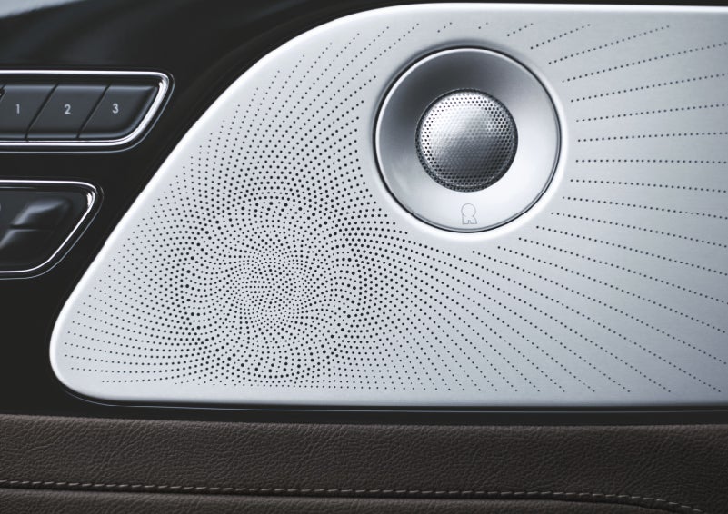 Two speakers of the available audio system are shown in a 2024 Lincoln Aviator® SUV | Buss Lincoln in McHenry IL