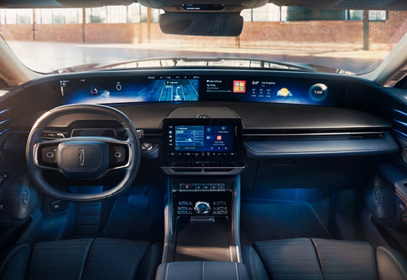 A large panoramic display is shown on the dashboard of a 2024 Lincoln Nautilus® SUV | Buss Lincoln in McHenry IL