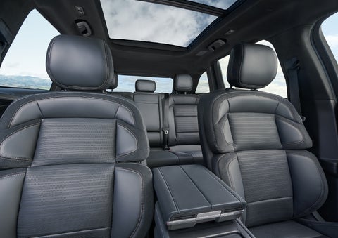 The spacious second row and available panoramic Vista Roof® is shown. | Buss Lincoln in McHenry IL